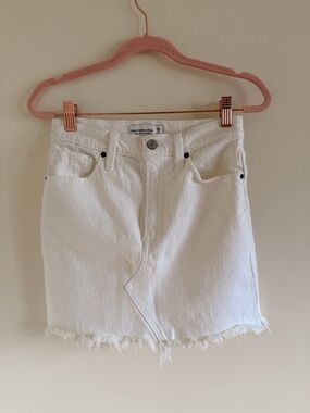 Abercrombie & Fitch White High-Rise Denim Skirt